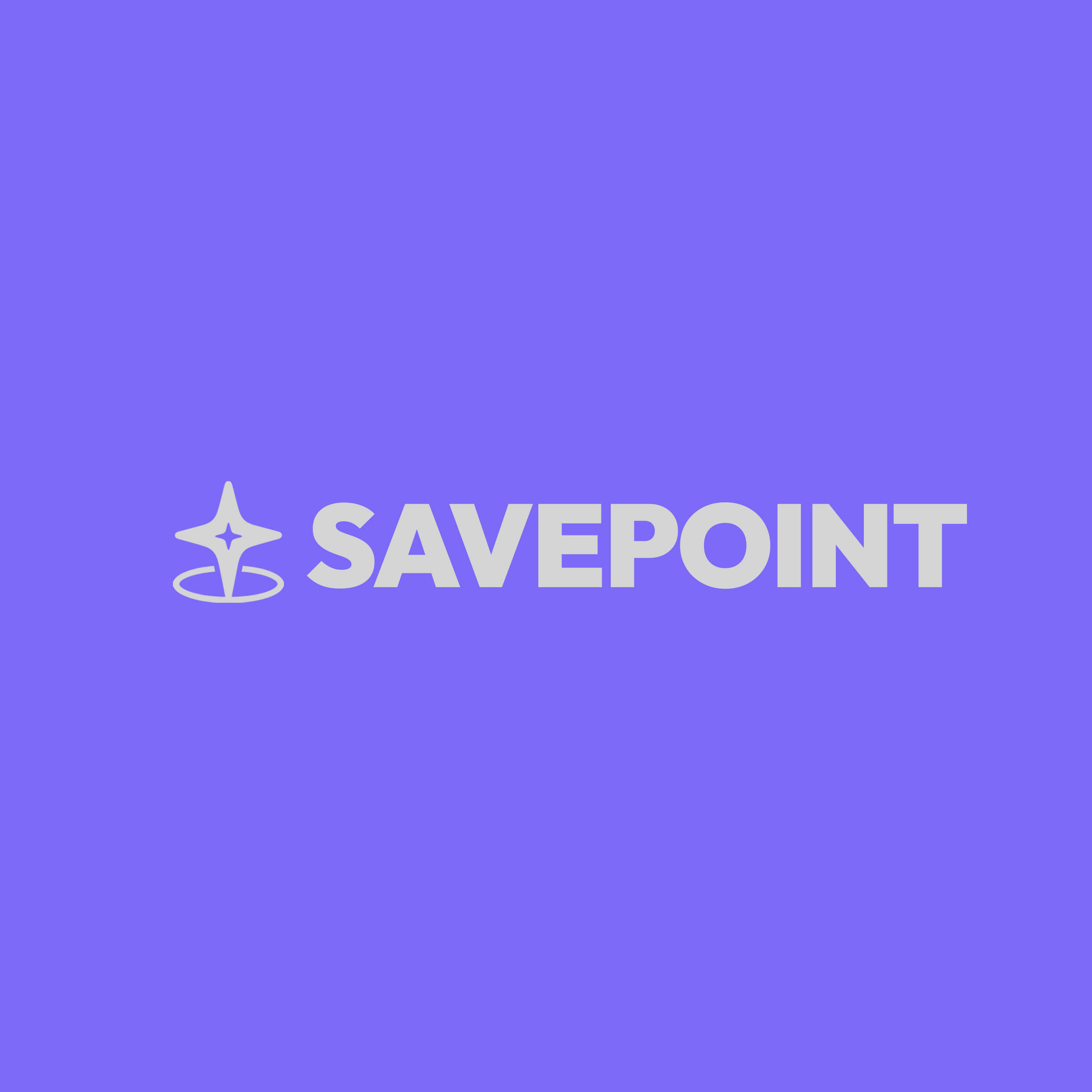 Logo horizontal de Savepoint sobre fondo violeta