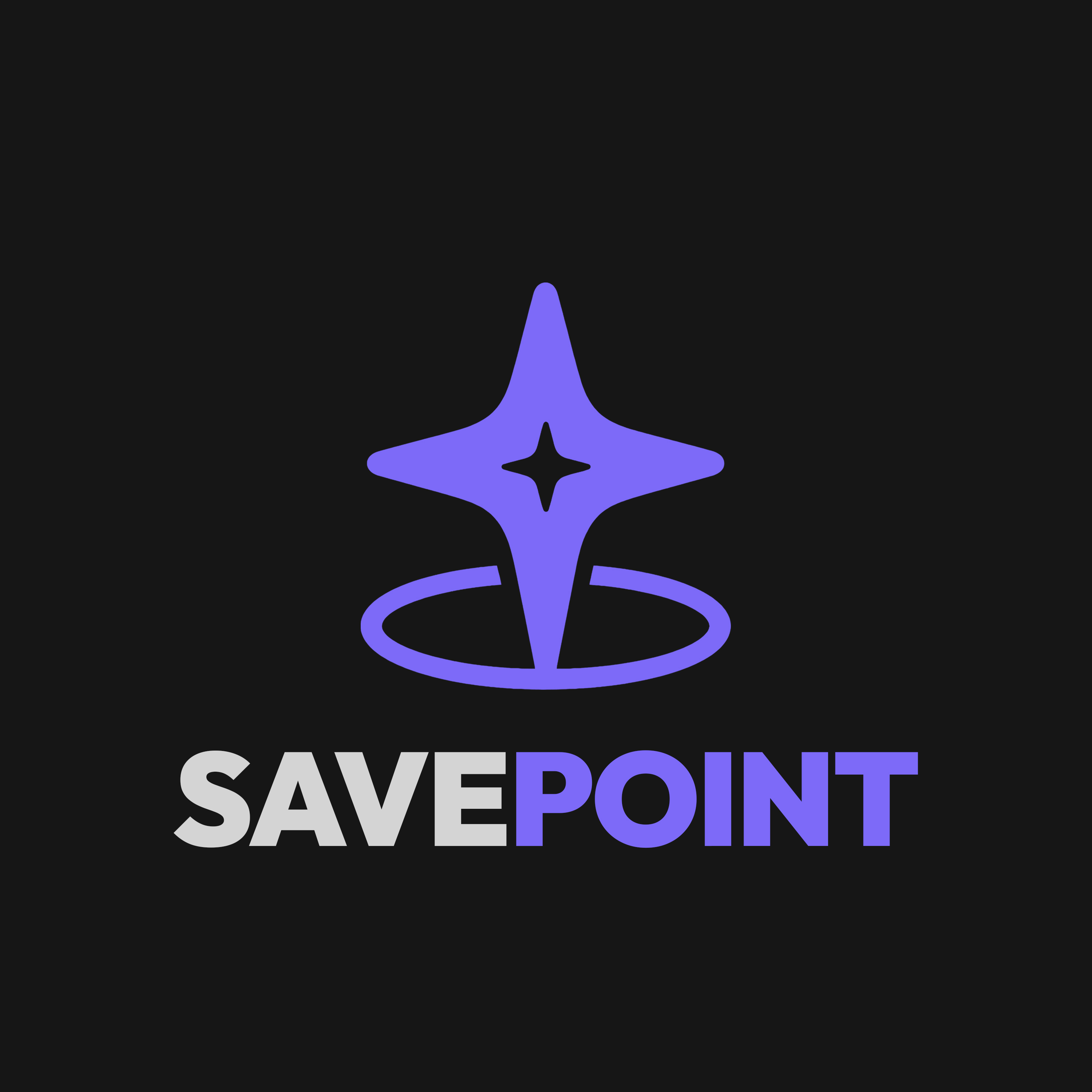 Logo vertical de Savepoint sobre fondo oscuro