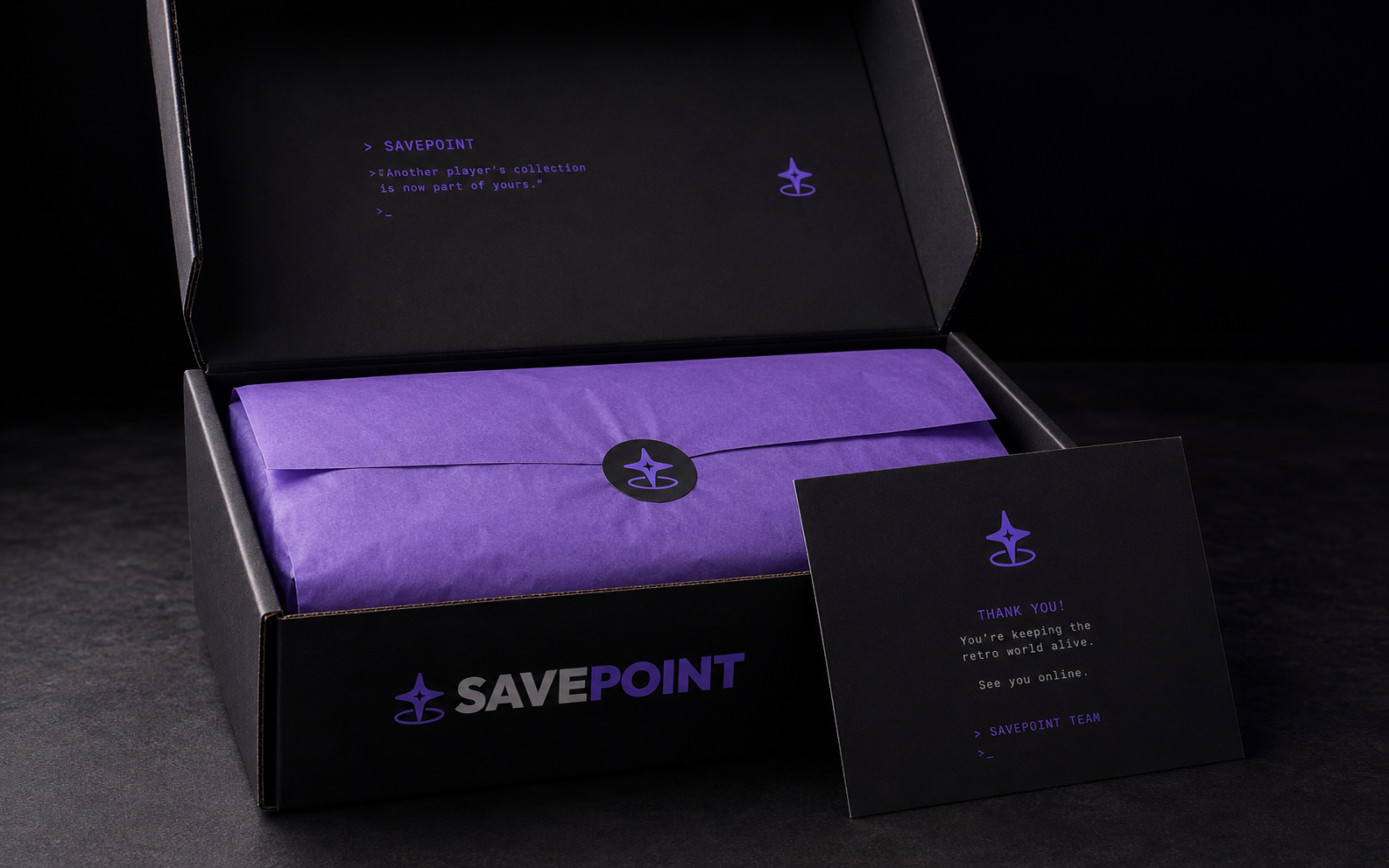 Packaging premium de Savepoint para enviar videojuegos